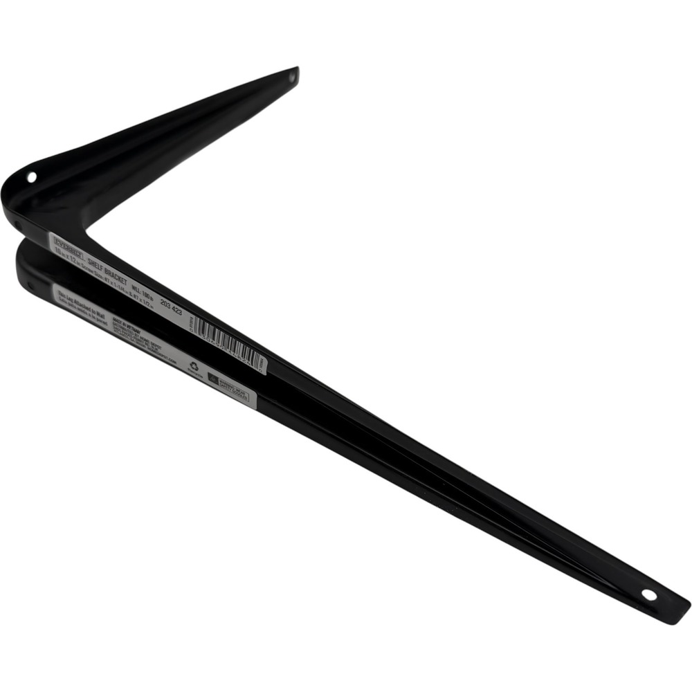 Everbilt 203 423 Shelf Bracket 10 in x 12 in Black Metal 100lb Capacity New